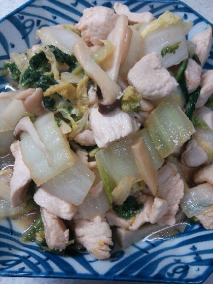 鶏むね肉と白菜とエリンギの炒め物