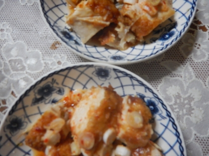 鶏肉のレンジ蒸し　豆板醤ごまだれ