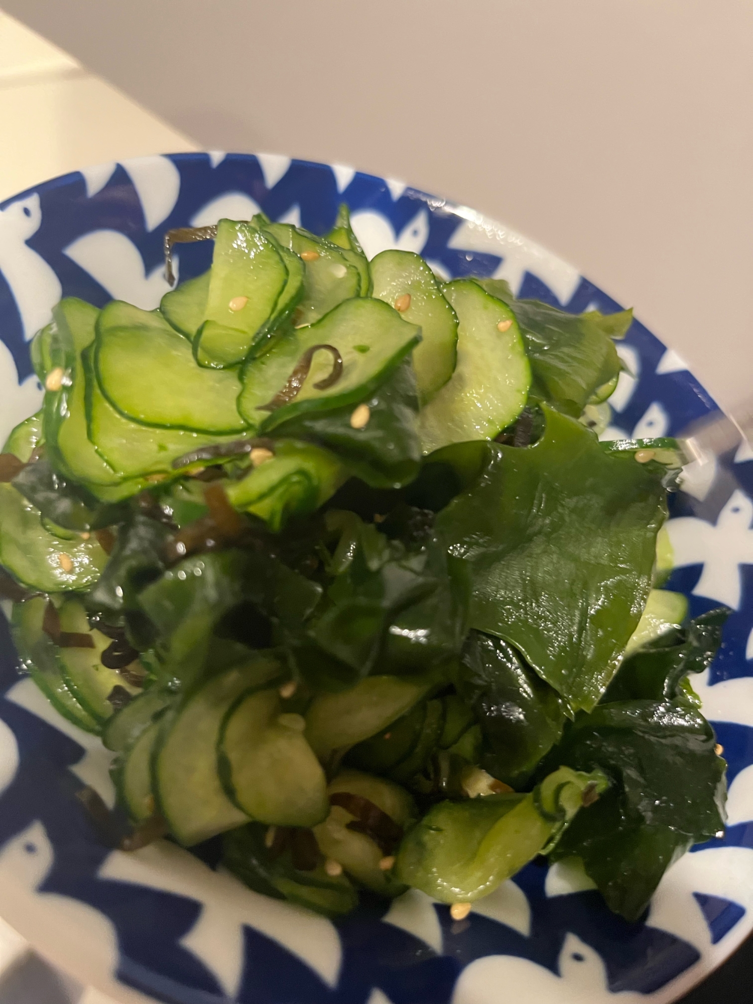 きゅうりとわかめの塩昆布和え