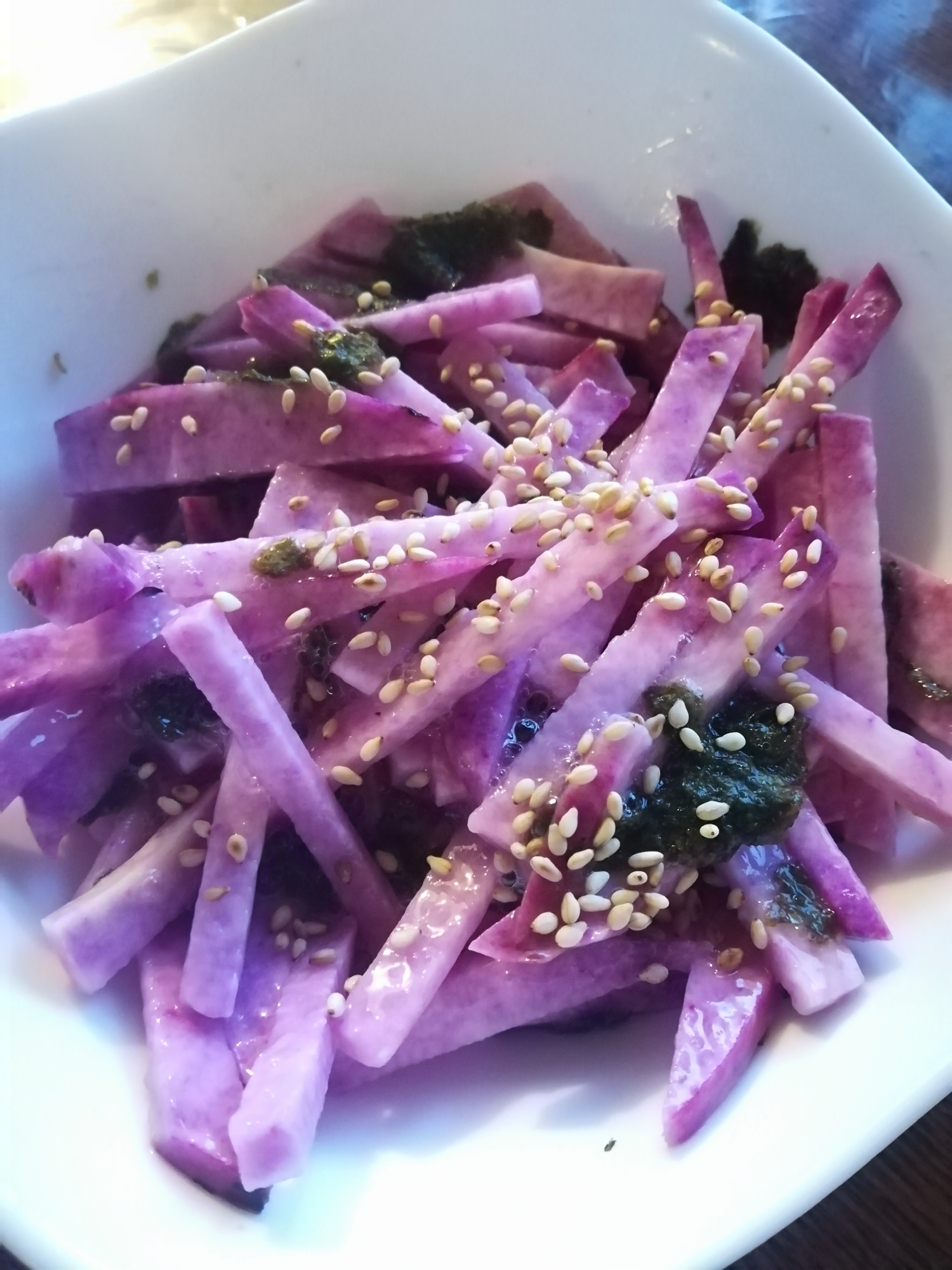 紫山芋の梅海苔和え