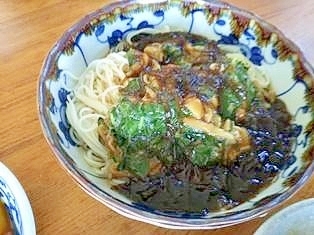 ぶっかけ素麺　なめこ　モロヘイヤ