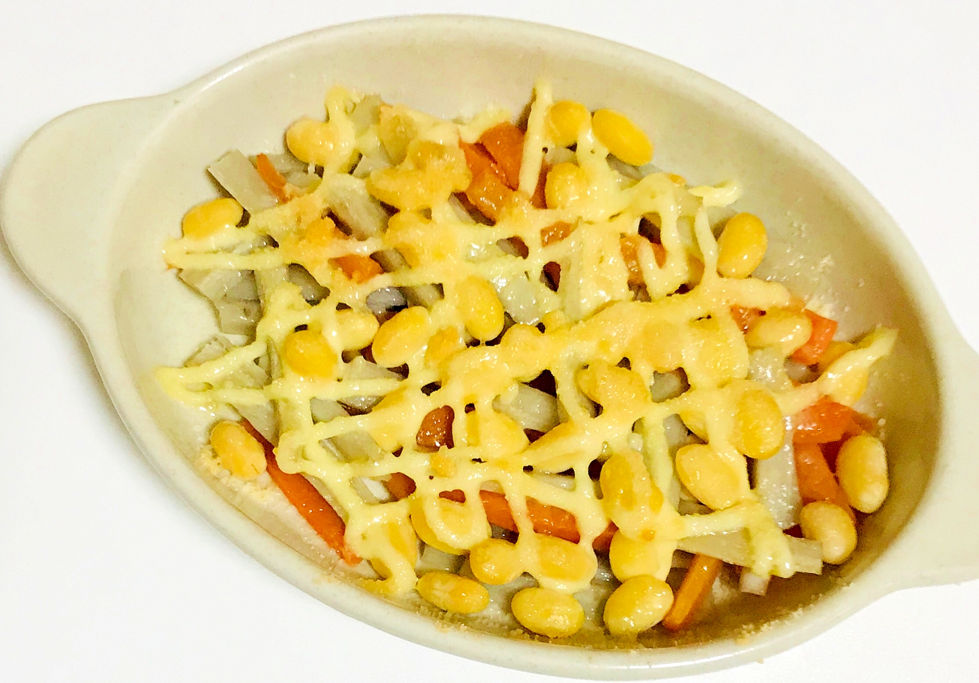根野菜と大豆のマヨ焼き