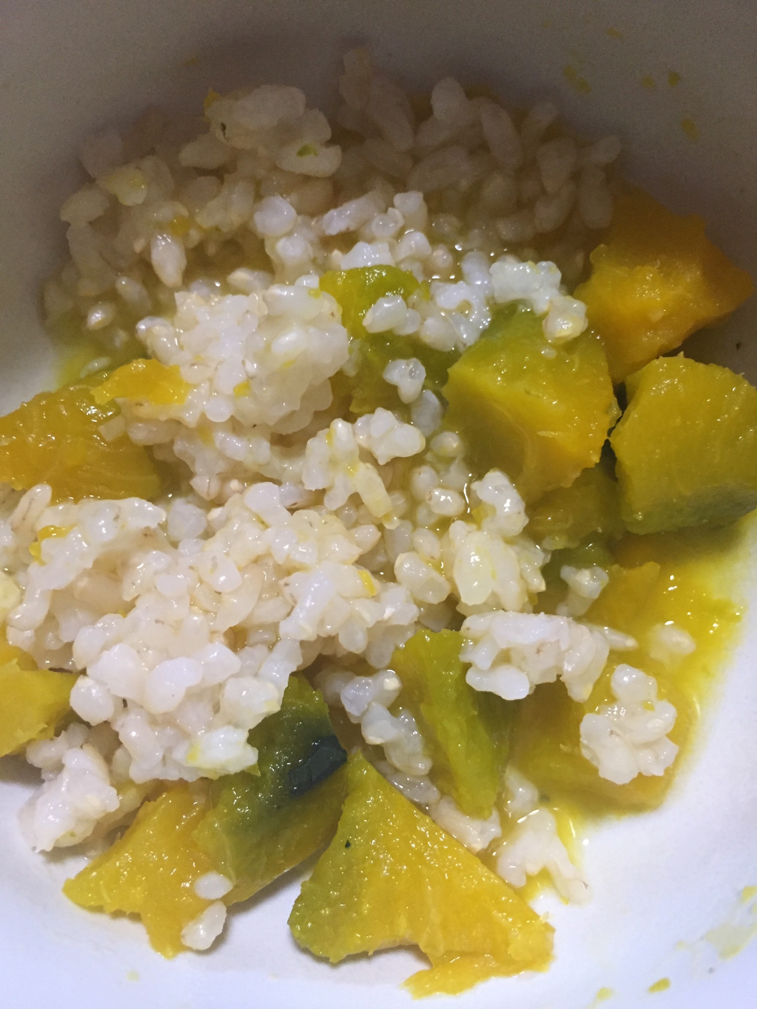 離乳食に 甘いかぼちゃのお粥 レシピ 作り方 By へんてこへんてこママ 楽天レシピ