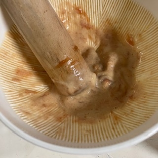 白身魚のフライを梅マヨソースで