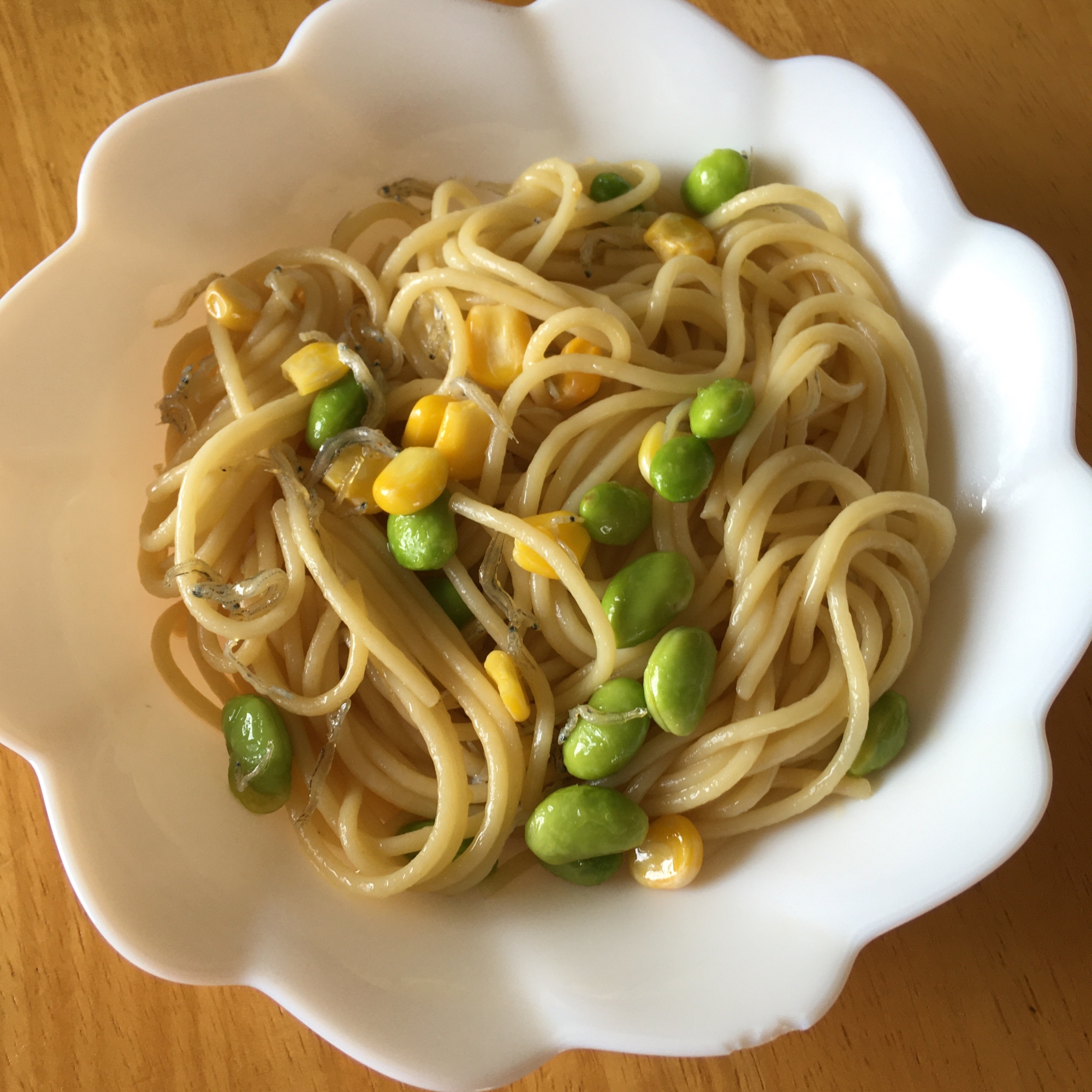 しらす枝豆　バター醤油スパゲティー