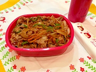お弁当に☆豚薄切り肉でささっと生姜焼き丼