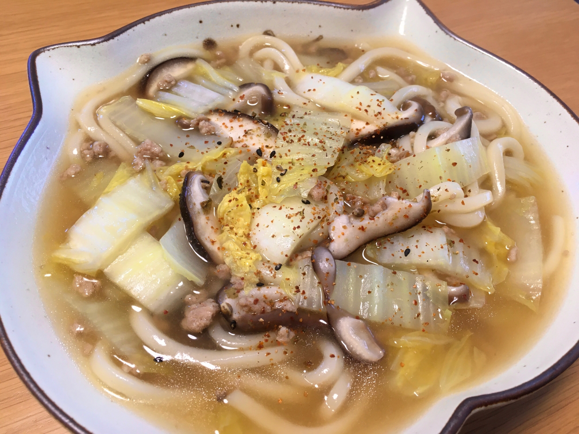 優しい味♪ひき肉と白菜のあんかけうどん