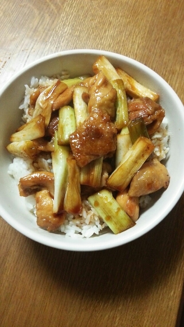 鶏もも肉と長ネギの甘辛丼