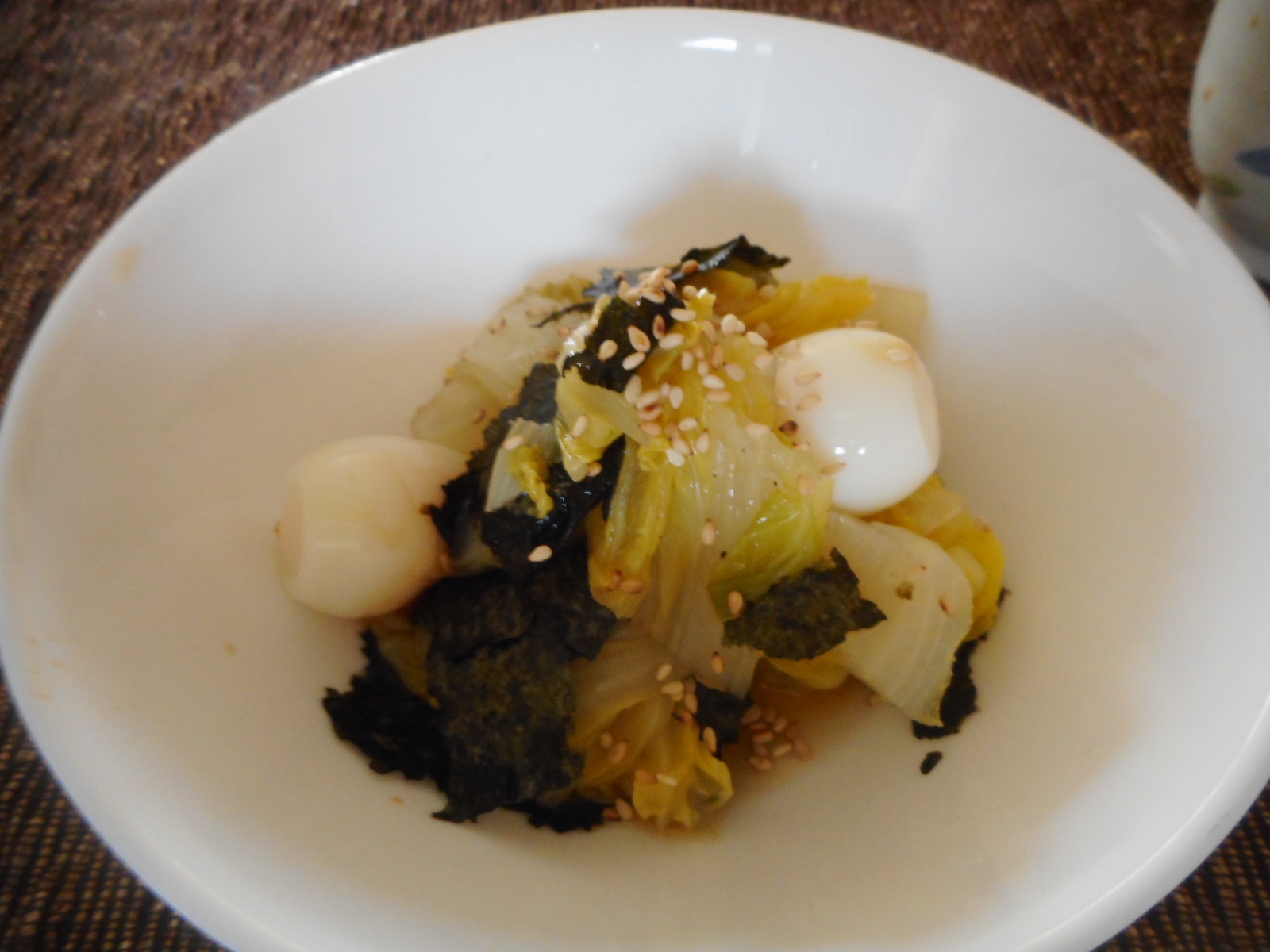 白菜とうずら卵の海苔ナムル