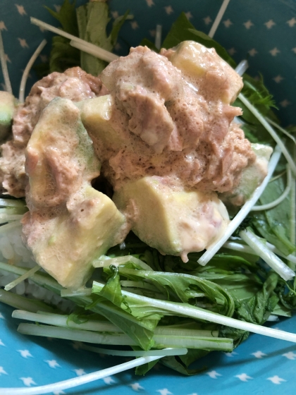 アボカドと水菜の丼