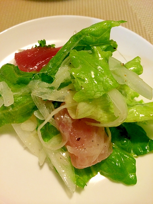 切り落とし刺身で☆野菜たっぷりカルパッチョ風