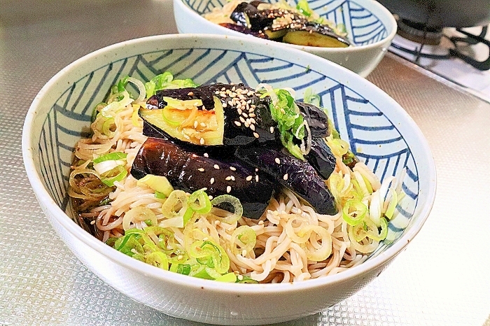 揚げなす蕎麦＊ぶっかけ