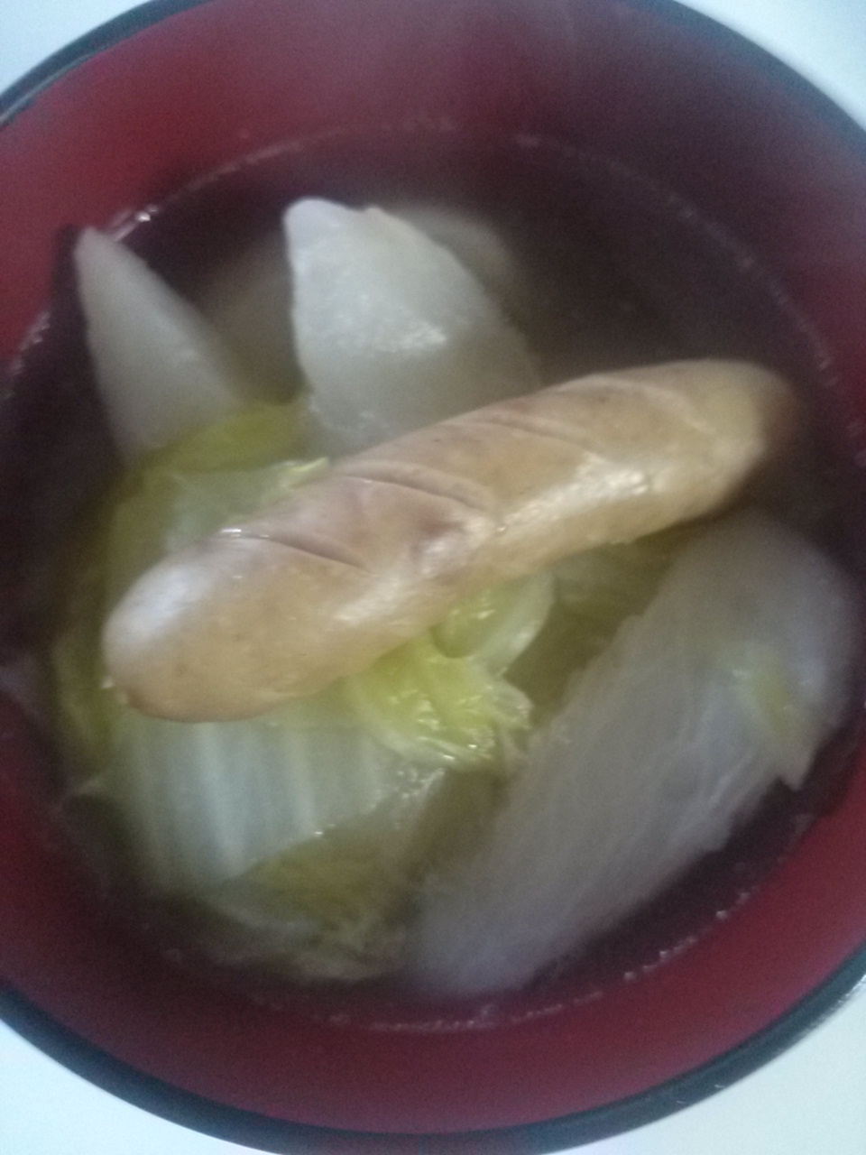 白菜☆かぶ☆ソーセージスープ