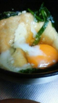 お酒の締めに最高 ニラ玉巾着ご飯