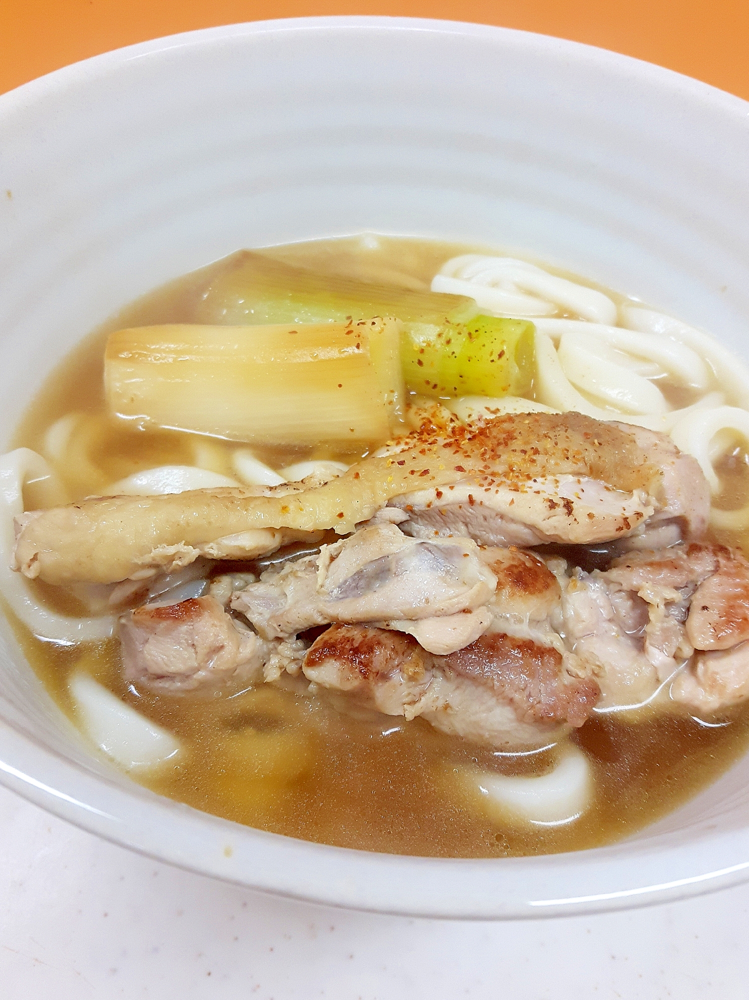 受験生の夜食に！(^^)鶏もも肉の南蛮うどん♪