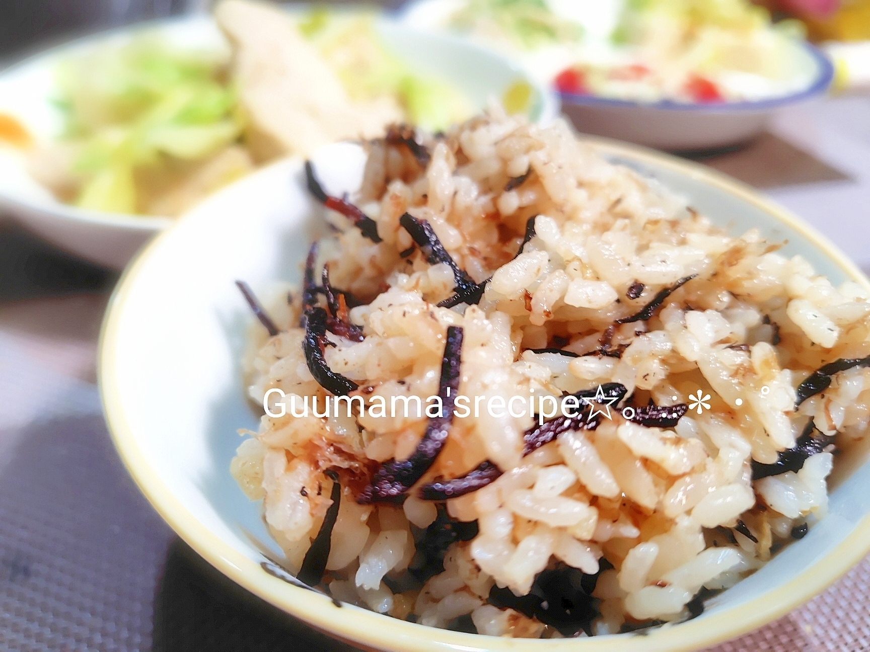 包丁不要♡塩分控えめ♡ひじきとかつお節炊き込みご飯