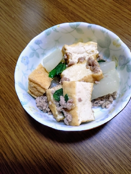 大根と厚揚げの豚そぼろ煮