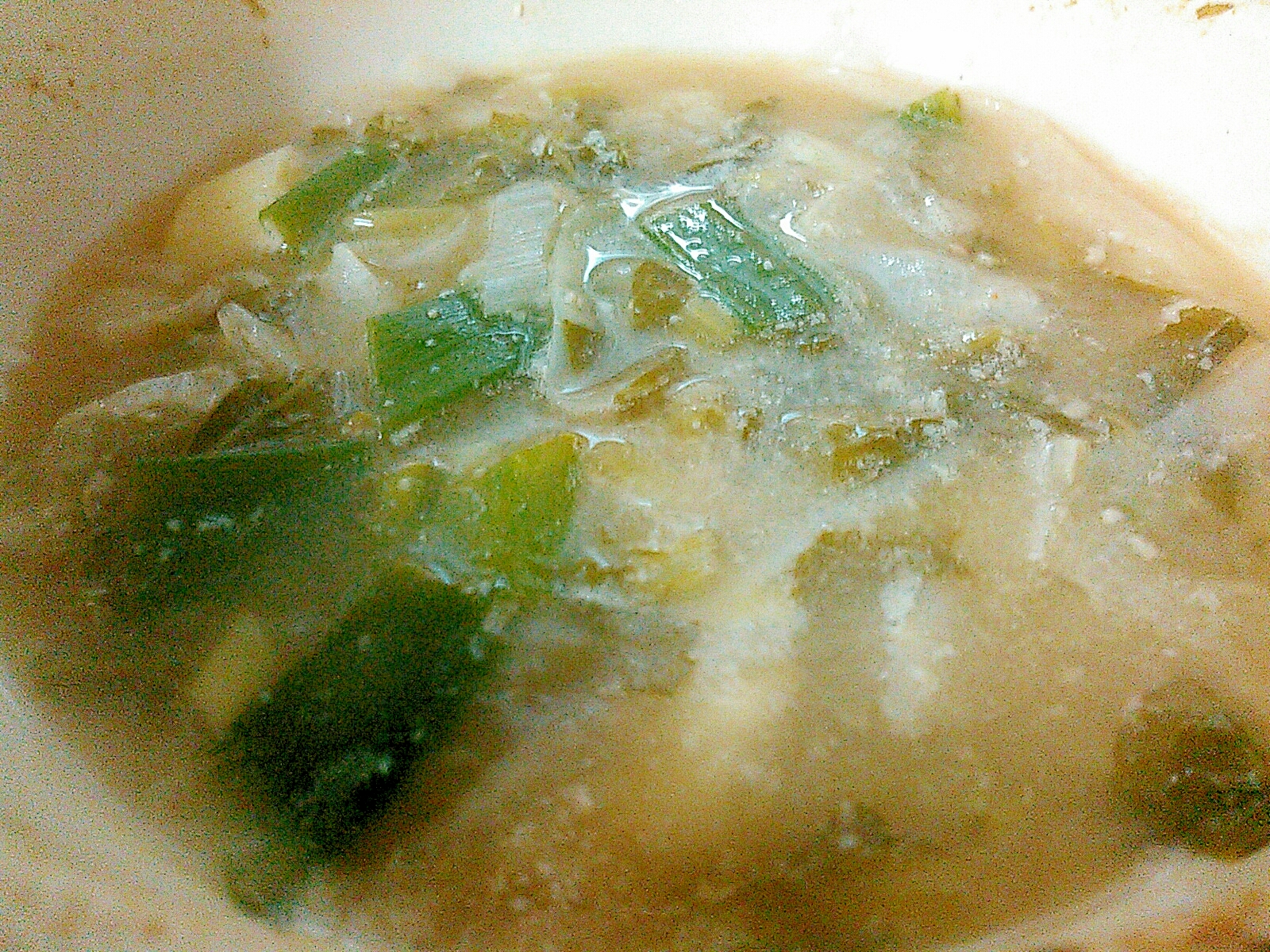 奈良漬味噌でネギ大根スープ
