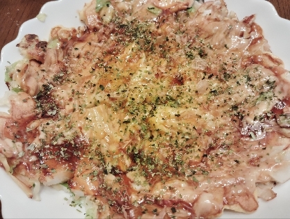 ワンパンで❣️豆腐とキャベツの低糖質なお好み焼き