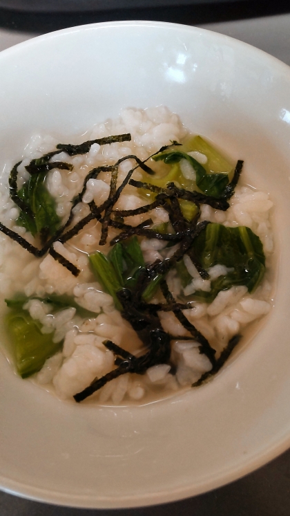 小松菜の味噌汁で簡単雑炊