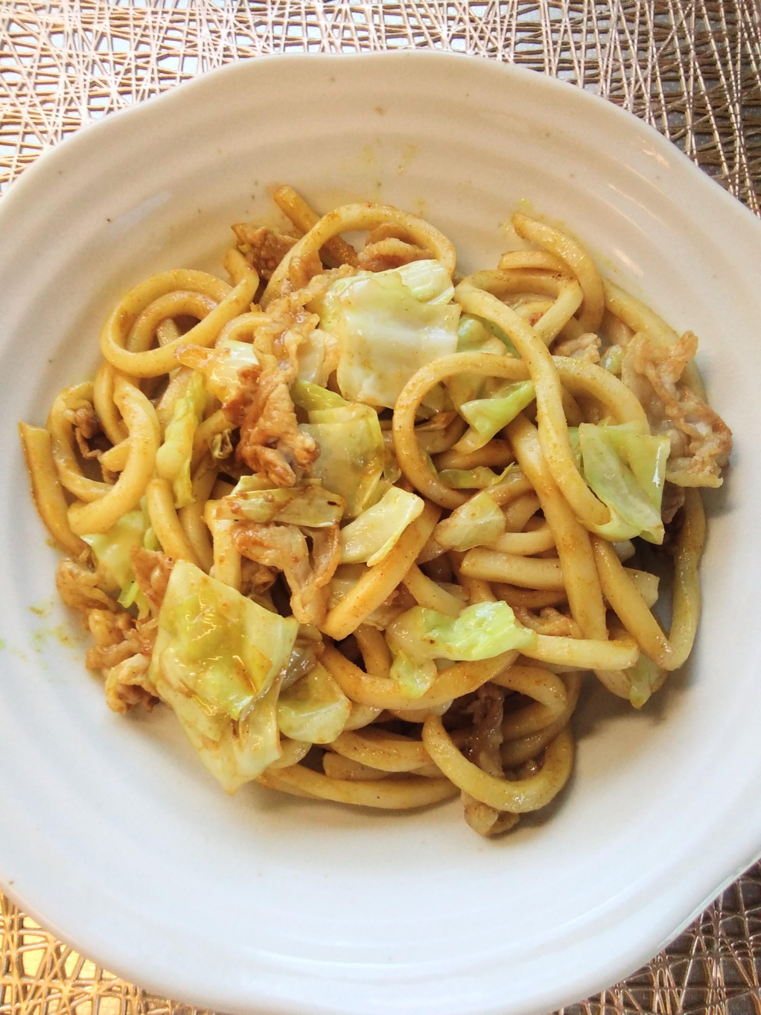 焼きカレーうどん☆カレー味の焼きうどん