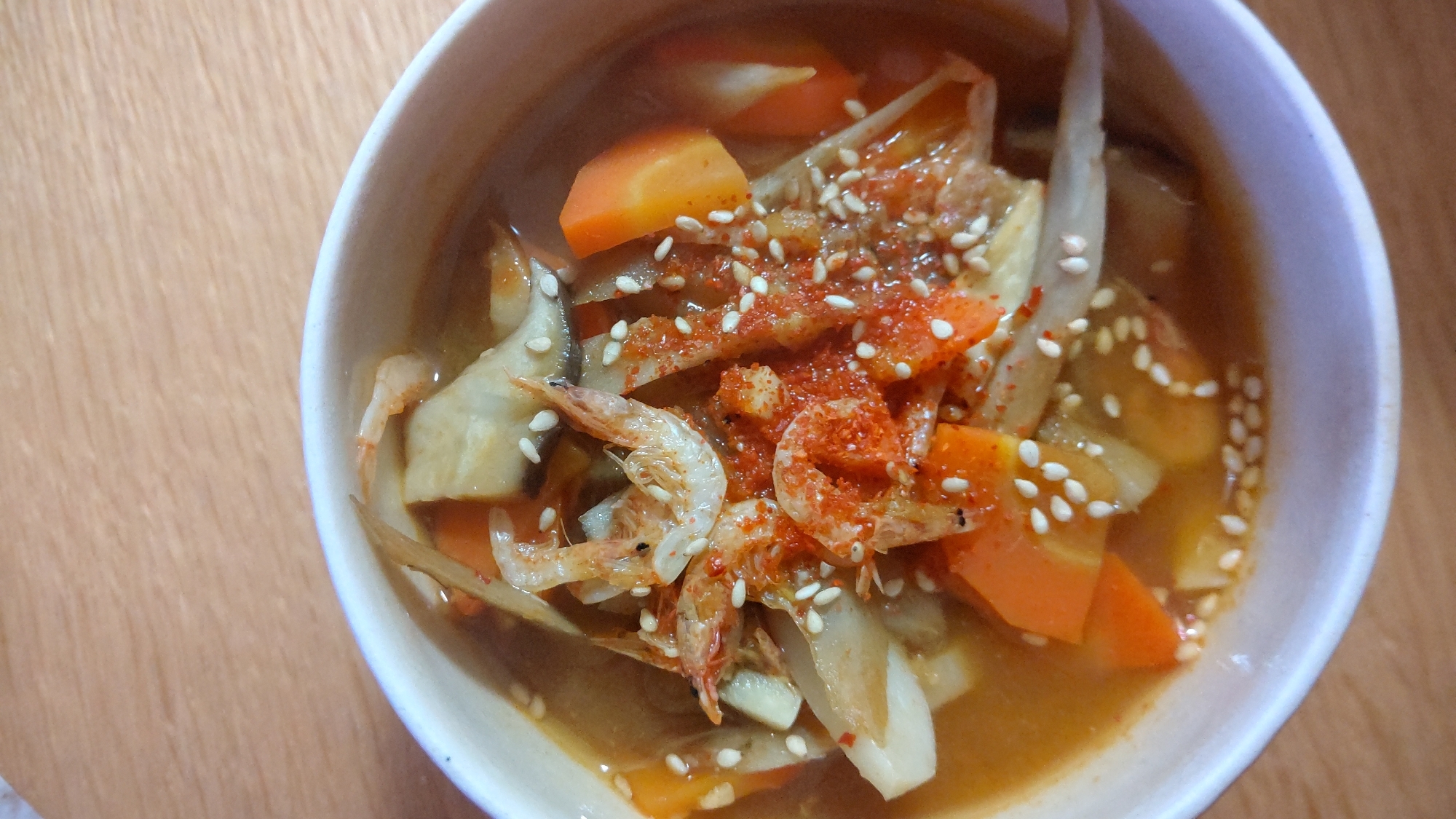 ごぼうとキムチ味噌のスープ