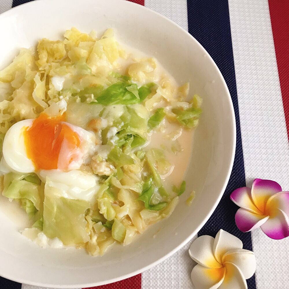 食べるスープ(チーズ+味噌)温泉卵トッピング