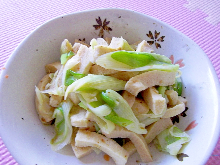 長ねぎと高野豆腐の味噌おかか和え