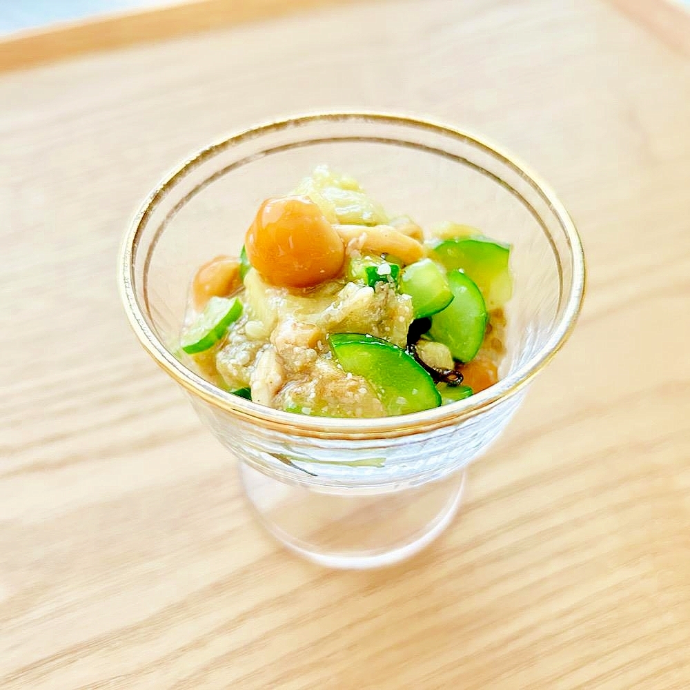 夏野菜のなめこ和え