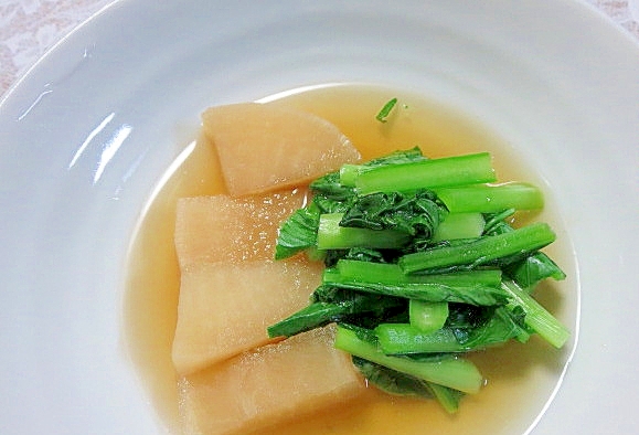 麺つゆで小松菜と大根の煮びたし