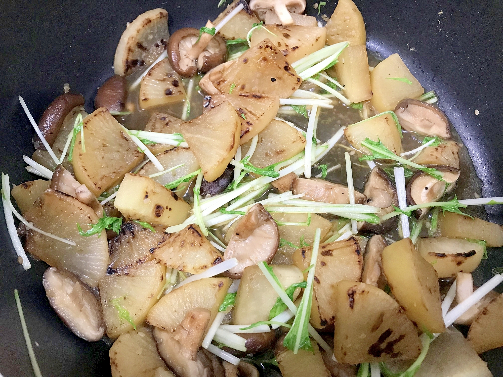 大根と水菜と椎茸の煮浸し