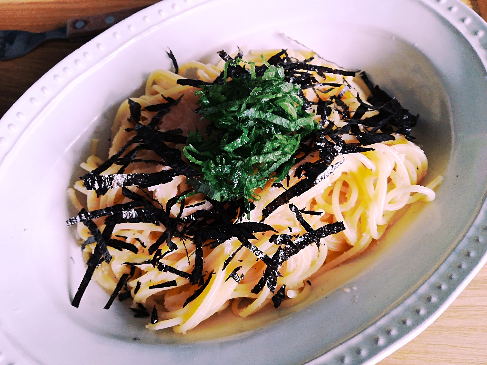 有明海新海苔の風味あふれるタラコパスタ