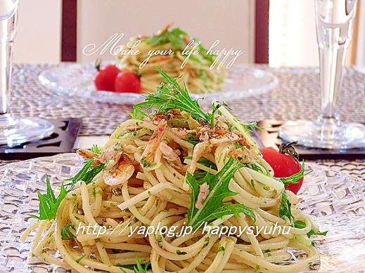 カリカリ桜えびと青のり・磯の香り☆冷製パスタ