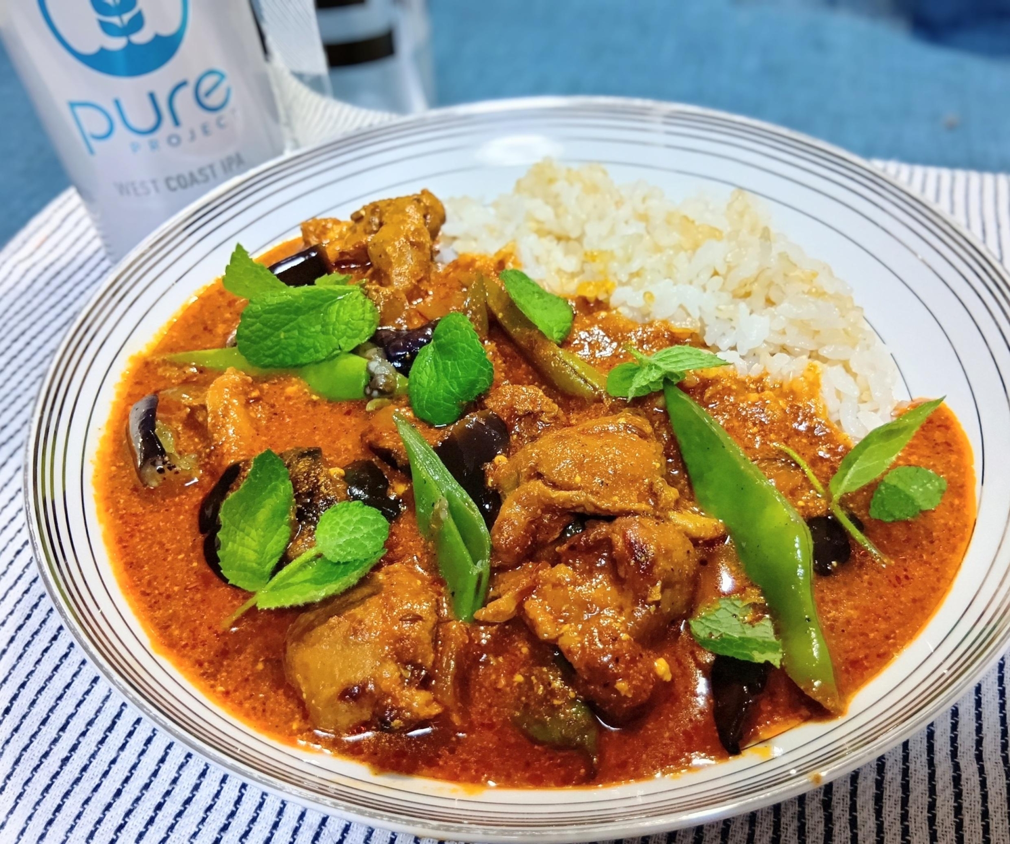 茄子とモロッコインゲンのチキンスパイスカレー