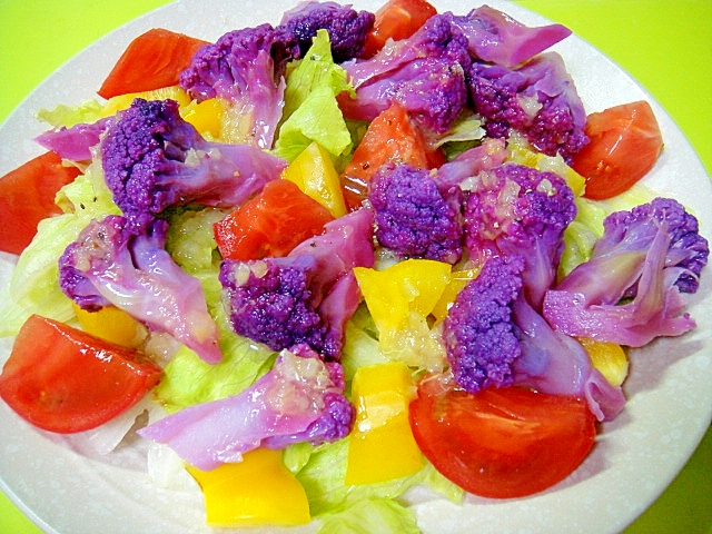 紫カリフラワーとパプリカレタスのレモン風味サラダ レシピ 作り方 By Mint74 楽天レシピ