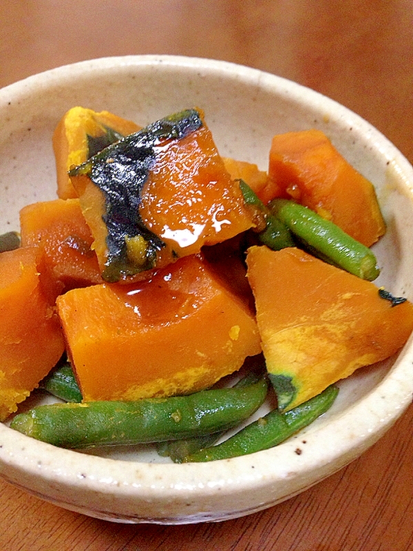 かぼちゃといんげんの煮物