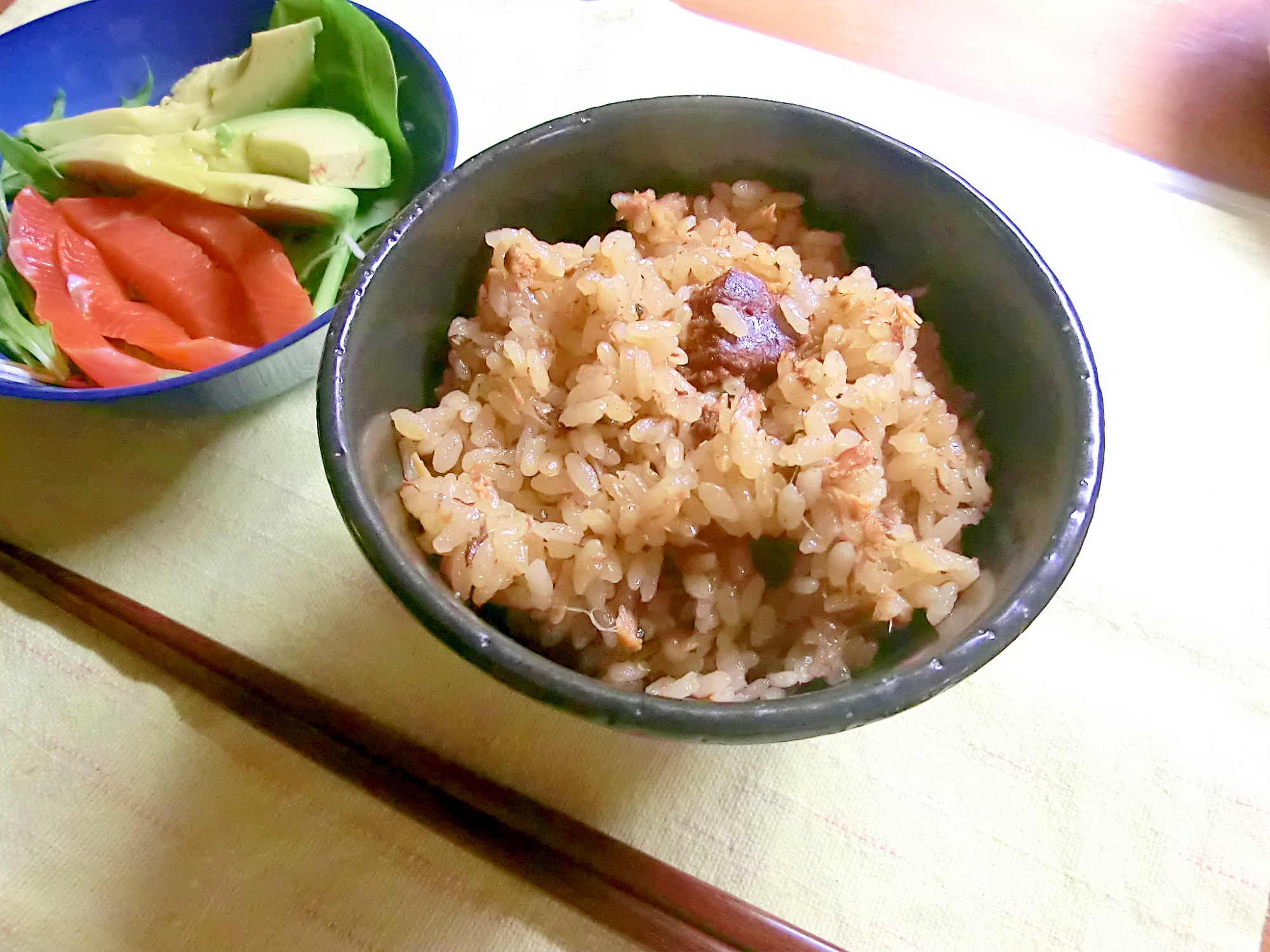 さば缶となめたけの炊き込みご飯 レシピ 作り方 By スプ ンおばさん 楽天レシピ