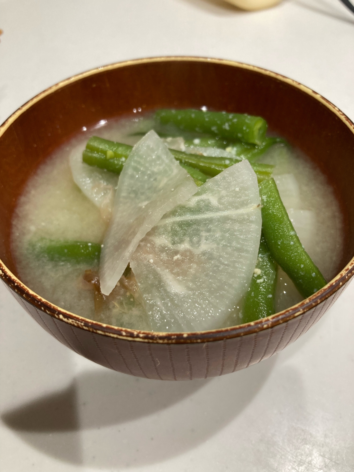 具沢山⭐旬のインゲンのお野菜お味噌汁