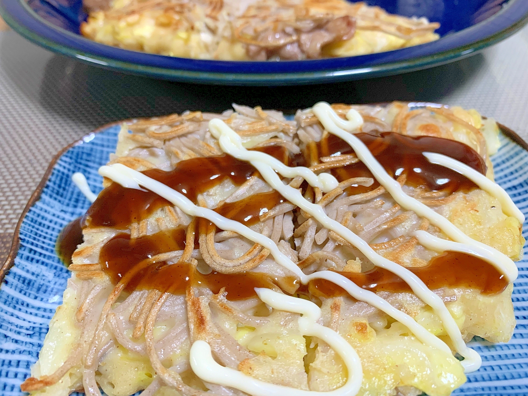 リメイク料理！残った蕎麦でお好み焼き！