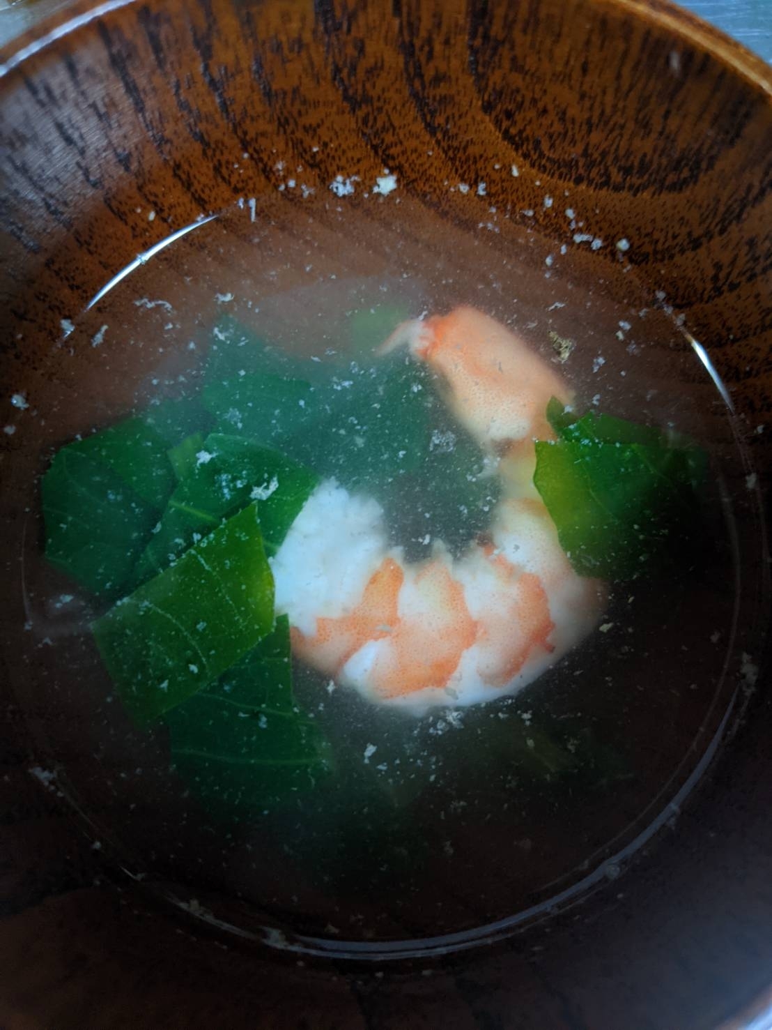 エビと小松菜の生姜スープ