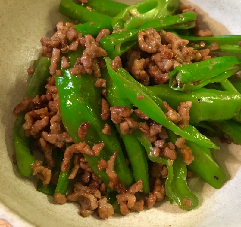 ししとう&ひき肉のゴマ味噌炒め