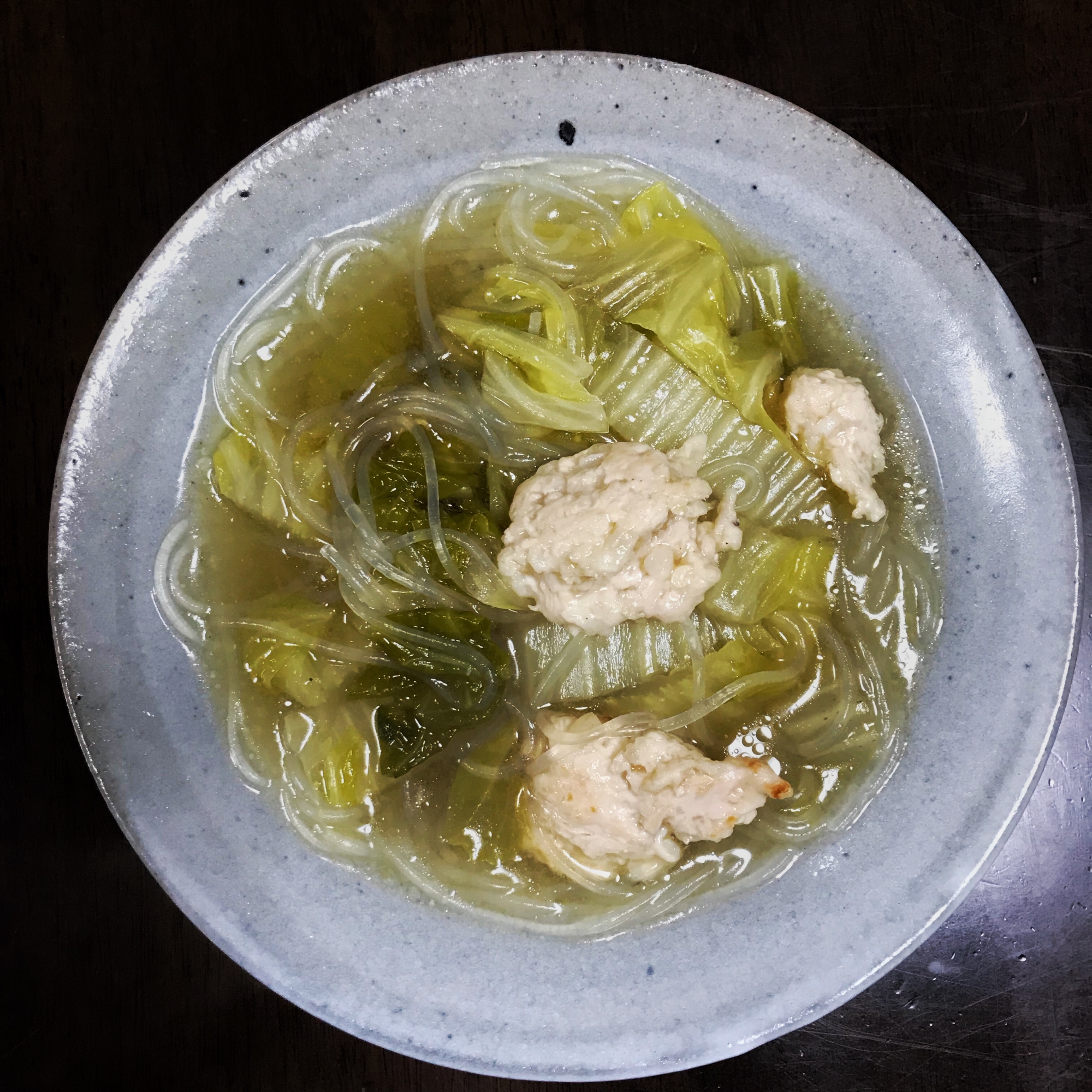 鶏団子と白菜のはるさめスープ