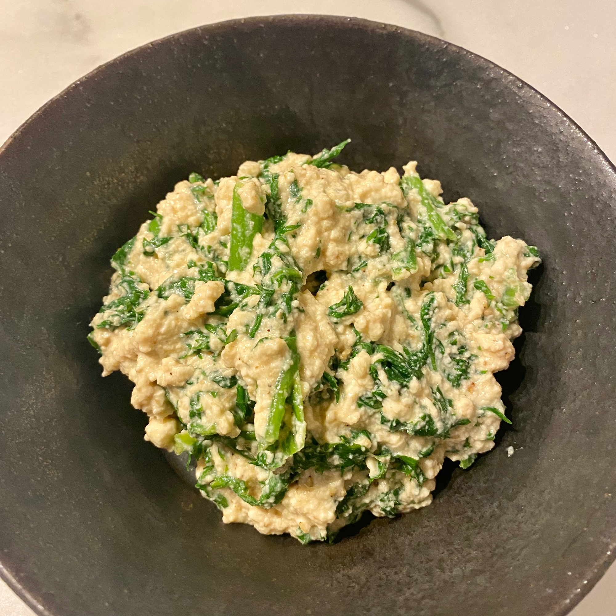 主夫がつくるわさび菜の白和え