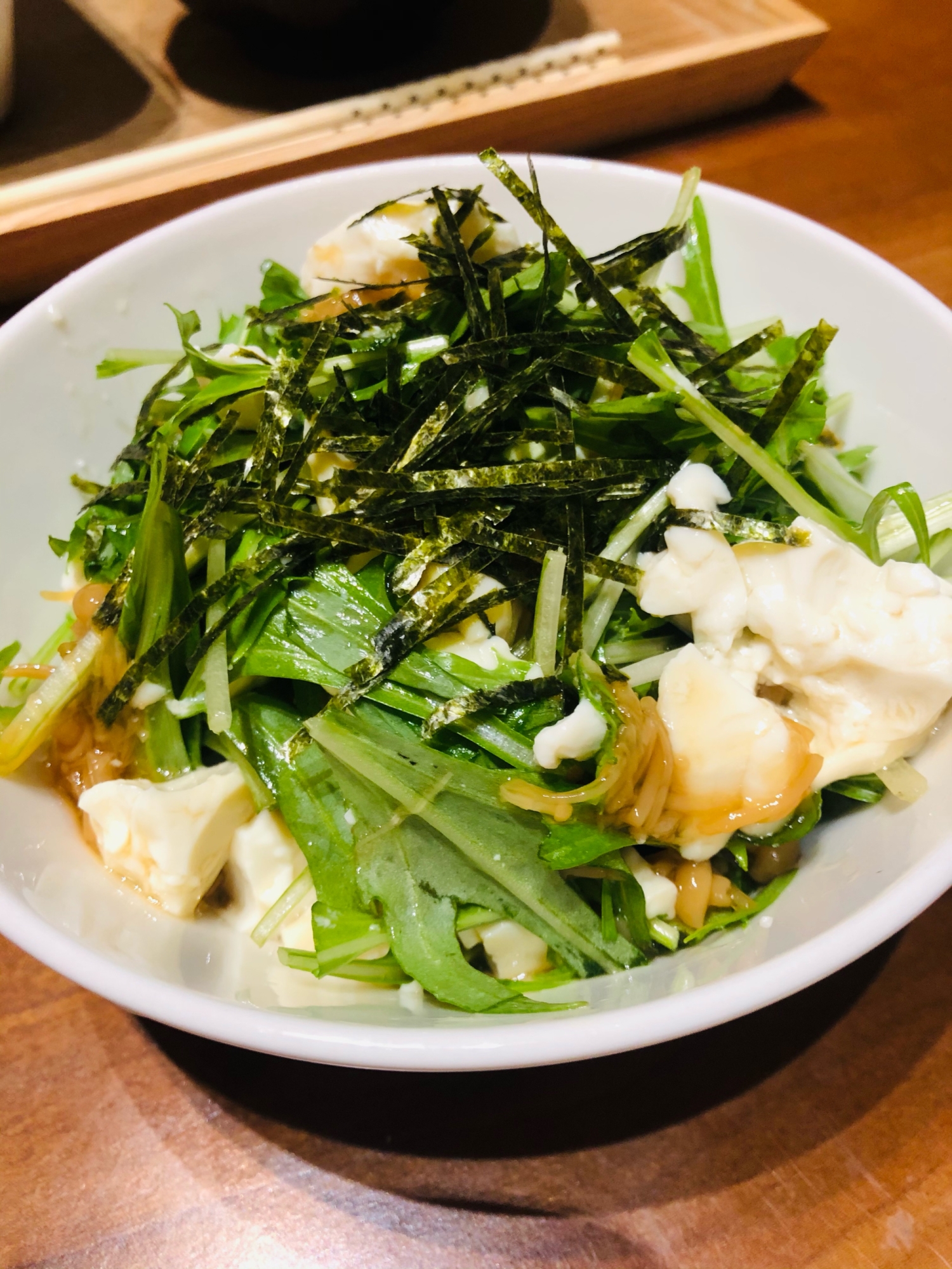 【簡単！美味しい！】水菜と豆腐のサラダ⭐️