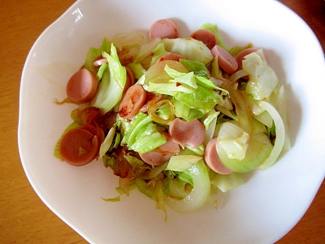 魚肉ソーセージと野菜の鶏ガラ炒め