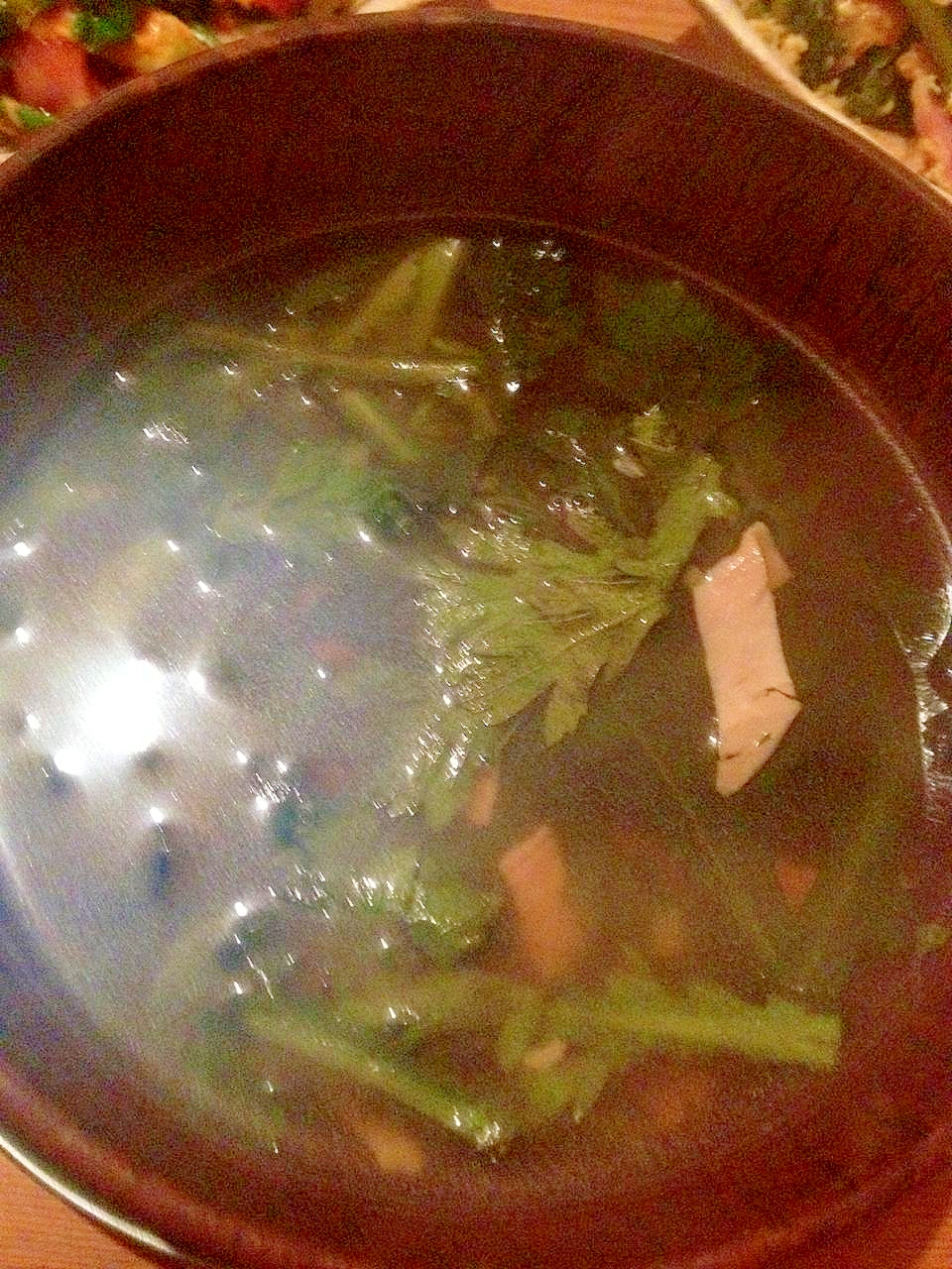 春菊とハムの中華スープ