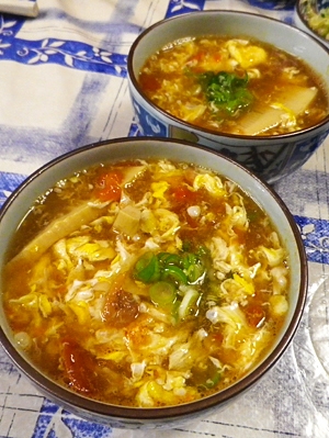 トマト海老竹の子の卵スープ