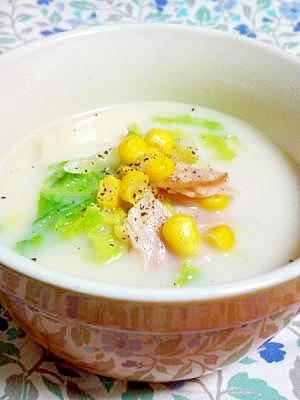 ハムと白菜の豆乳スープ