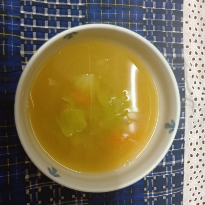 人参とピーマンとキャベツの味噌汁☆細切り野菜