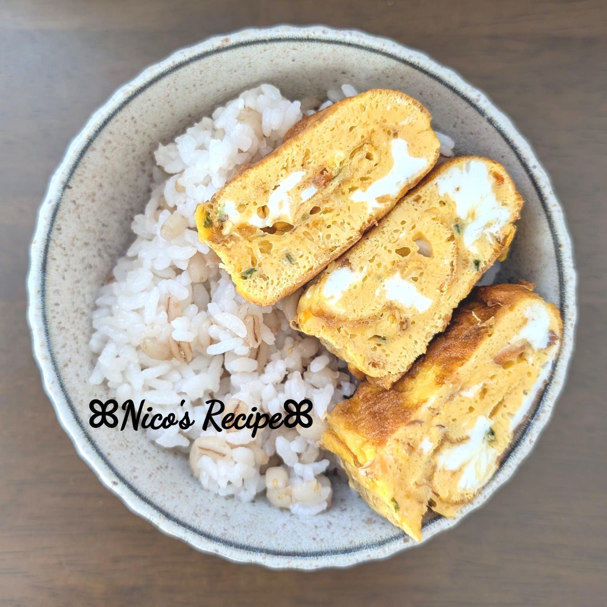 青海苔となめ茸の玉子焼き